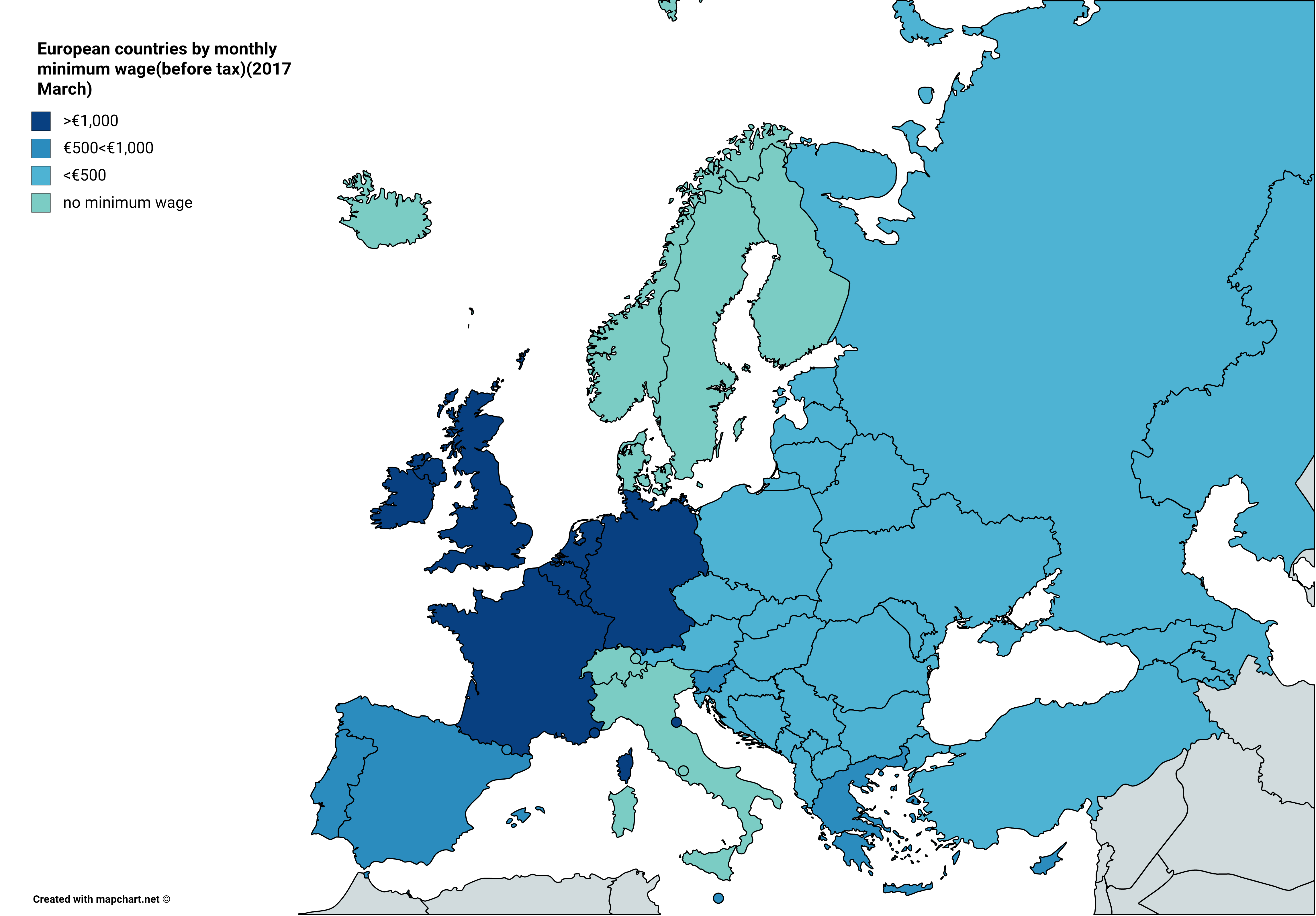List of European countries by minimum wage